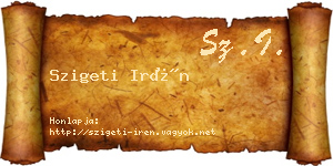 Szigeti Irén névjegykártya